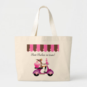 Cupcake Scooter Girl Pink Grocery Canvas tas