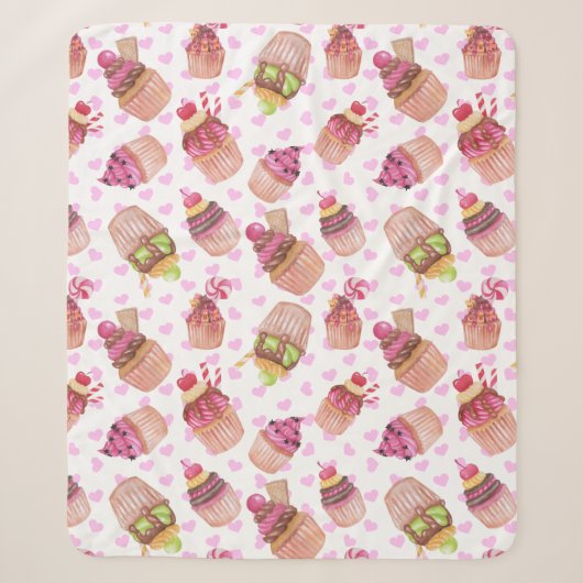 Cupcake Sherpa Deken (Voorkant)