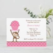 Cupcake Singe Invitations d'anniversaire (Debout devant)