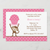 Cupcake Singe Invitations d'anniversaire (Devant / Derrière)