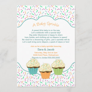 Cupcake Sprinkle Baby shower nodigt neutrale kleur Kaart
