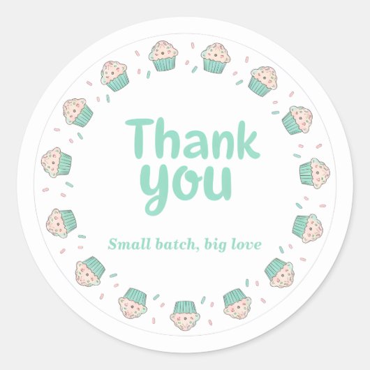 Cupcake Sprinkle Baking Thank You Sticker (Voorkant)