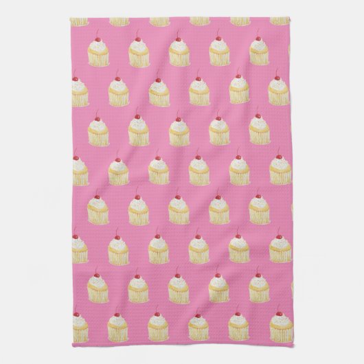 Cupcake Sprinkles Cherry Pattern Kitchen Towel Theedoek (Verticaal)