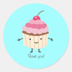 Cupcake Sticker Cute Happy Cupcake Hartelijk dank