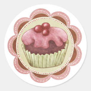 Cupcake-sticker ideaal voor jam- of thuisgemaakte  ronde sticker