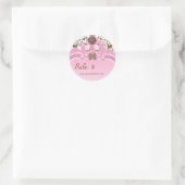 Cupcake Sticker Prijs Label Kroon Damast Roze (Tas)