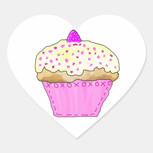 Cupcake-stickers Hart Sticker (Voorkant)