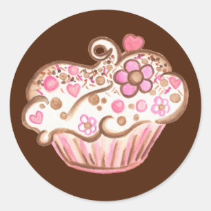 Cupcake-stickers Ronde Sticker