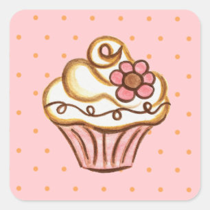 Cupcake-stickers Vierkante Sticker