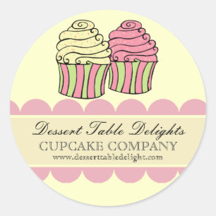Cupcake Stripes Business Adverteren website Ronde Sticker