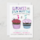 Cupcake & Stud Muffin gezamenlijke feestuitnodigin Kaart (Voorkant)
