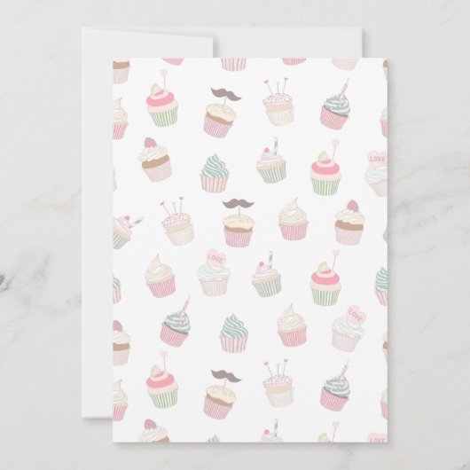 Cupcake & Stud Muffin gezamenlijke feestuitnodigin Kaart (Achterkant)