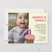 Cupcake sucré 1er anniversaire Invitation (Devant)