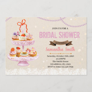 Cupcake sur stand invitation de douche nuptiale
