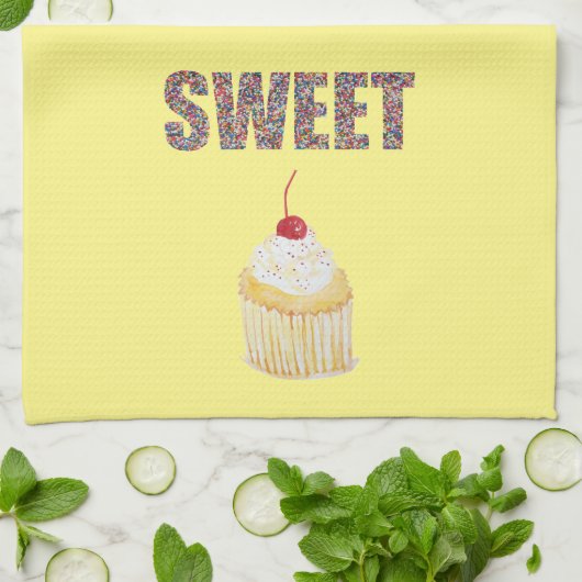 Cupcake Sweet Sprinkings Serviette de cuisine (Plié)