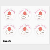 CupCake Swirl Cherry Zelfgemaakte Bakkerij Ronde Sticker (Vel)