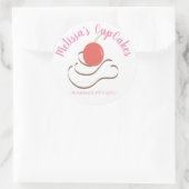 CupCake Swirl Cherry Zelfgemaakte Bakkerij Ronde Sticker (Tas)