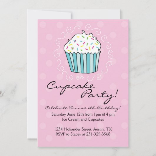 Cupcake Thème Anniversaire Invitations (Devant)