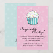 Cupcake Thème Anniversaire Invitations (Devant / Derrière)