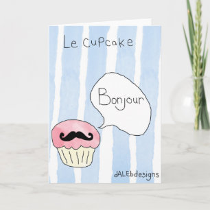 Cupcake themed groetenkaart - 'Le Cupcake' Feestdagen Kaart