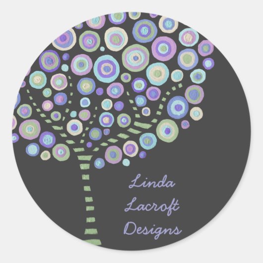 Cupcake Toppers Blue Retro Circle Tree Stickers (Voorkant)