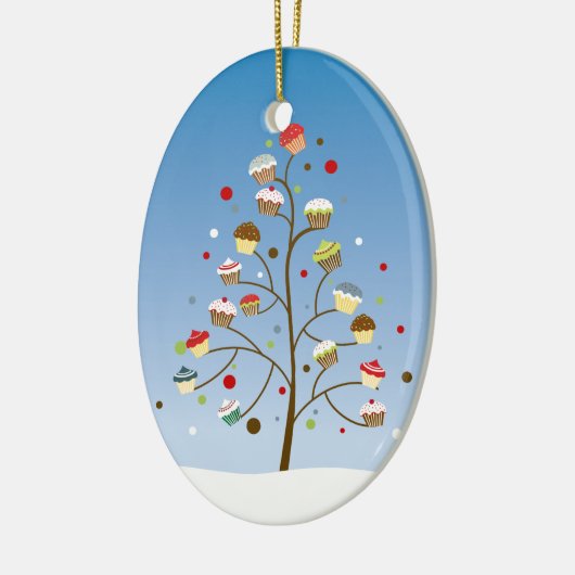 Cupcake Tree-feestdag Keramisch Ornament (Links)