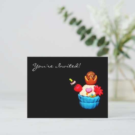Cupcake Uitnodiging Briefkaart (Staand voorkant)