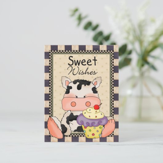 Cupcake Vache douce carte postale (Debout devant)
