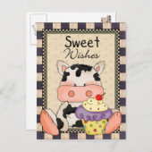 Cupcake Vache douce carte postale (Devant / Derrière)