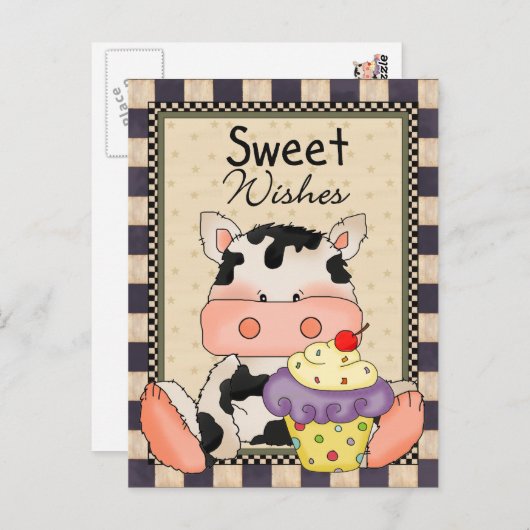 Cupcake Vache douce carte postale (Devant / Derrière)