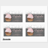  Cupcake Verjaardag Sticker Roze Grijs (Vel)