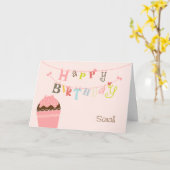 Cupcake Verjaardag String Kaart (Gele Bloem)