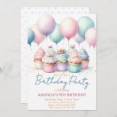 Cupcake verjaardagsfeestje uitnodiging (Voorkant / Achterkant)