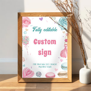 Cupcake verjaardagsfeestje zo lief Snoep tafelteke Poster