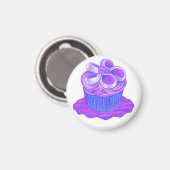Cupcake violet sur aimant en plaque (Recto/Verso)