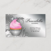 Cupcake Visitekaartje Crown Classy Silver Pink 2 (Achterkant)