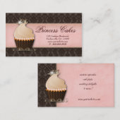 Cupcake Visitekaartje Crown Pink Brown Damask (Voorkant / Achterkant)