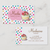 Cupcake Visitekaartje Cute Polka Dots (Voorkant / Achterkant)
