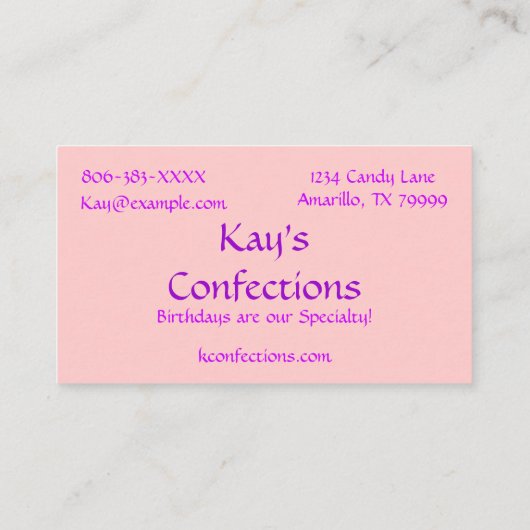 Cupcake Visitekaartje ijs (Achterkant)