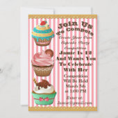 Cupcake Wars Bak Off Verjaardag Roze Gestreepte Ui Kaart (Voorkant)