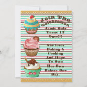 Cupcake Wars Bake Off Anniversaire Invitation rayé (Dos)