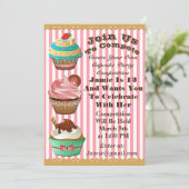 Cupcake Wars Bake Off Anniversaire Invitation rose (Debout devant)