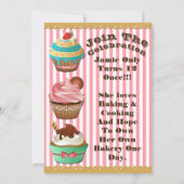 Cupcake Wars Bake Off Anniversaire Invitation rose (Dos)