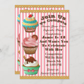 Cupcake Wars Bake Off Anniversaire Invitation rose (Devant / Derrière)
