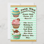 Cupcake Wars Bake Off Anniversaire Vert Invitation (Dos)