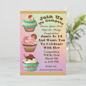 Cupcake Wars Bake off Birthday Aurora Multi Invite Kaart (Staand voorkant)