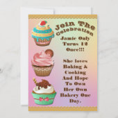 Cupcake Wars Bake off Birthday Aurora Multi Invite Kaart (Achterkant)