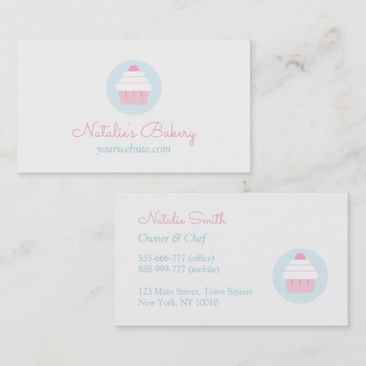 Cupcake White Frosting Pastry Bakery Cafe Visitekaartje (Voorkant / Achterkant)