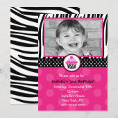 Cupcake Zebra Imprimer Invitations pour la fête d' (Devant / Derrière)