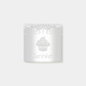 Cupcake zilver glitter druppels monogram naam mode post-it® notes (Voorkant)